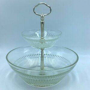 Vintage Pressed Glass Two Tiered Bowls